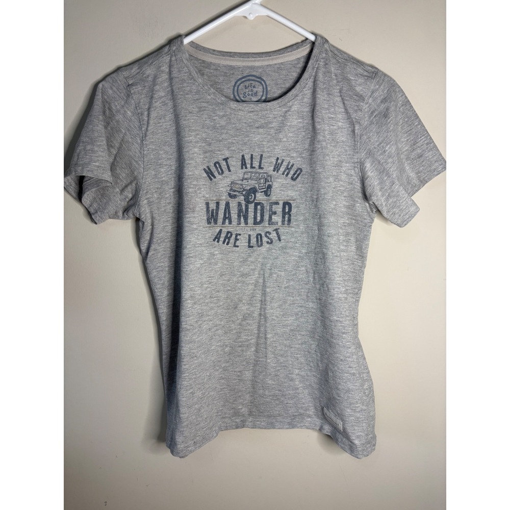 Life is Good Gray "Not All Who Wander Are Lost"‎ Jeep Graphic T-Shirt Size S